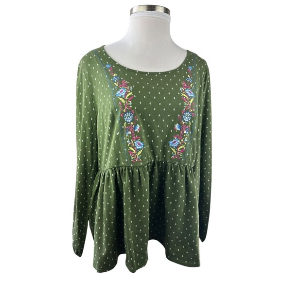 Matilda Jane Through Generations Embroidered Babydoll Top Diamond Print XXL NEW - Picture 2 of 10
